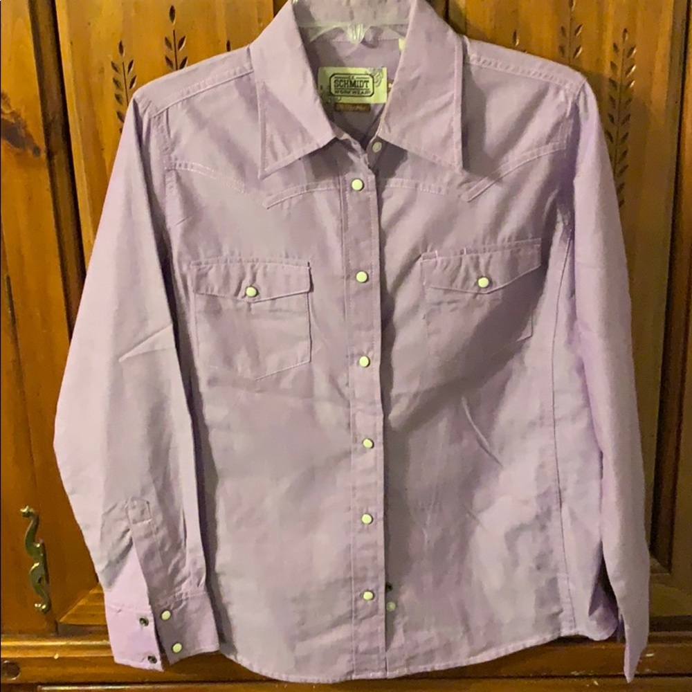 Schmidt Pearl snap purple long sleeve button down medium